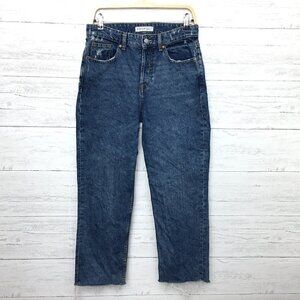 Denim & Co. Women's Jeans Straight Leg Button Fly Cotton Denim Size 8 length 26"
